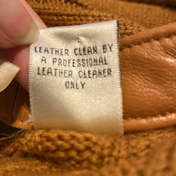 Twiggy leather wool leather jacket small cognac brown womens - Picture 12 of 12